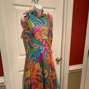 Vintage 70's Mod Prom Long Dress Size 13
